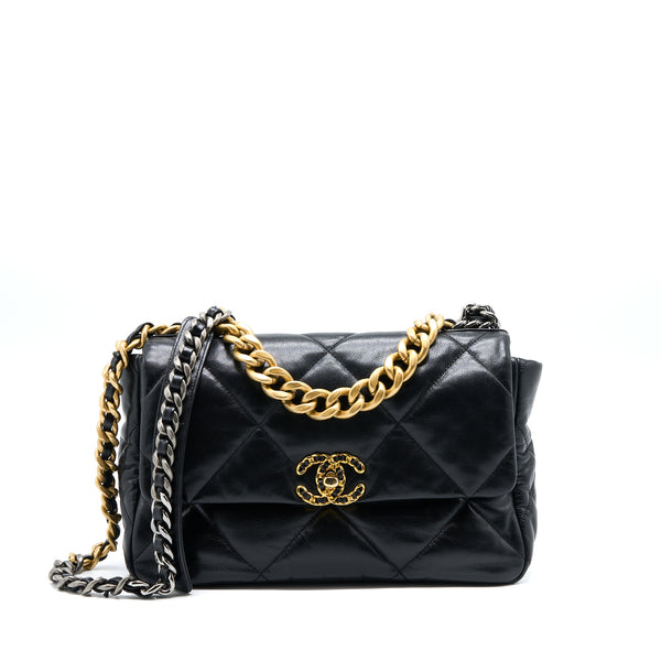 Chanel Medium 19 Bag Goatskin Black Multicolour Hardware