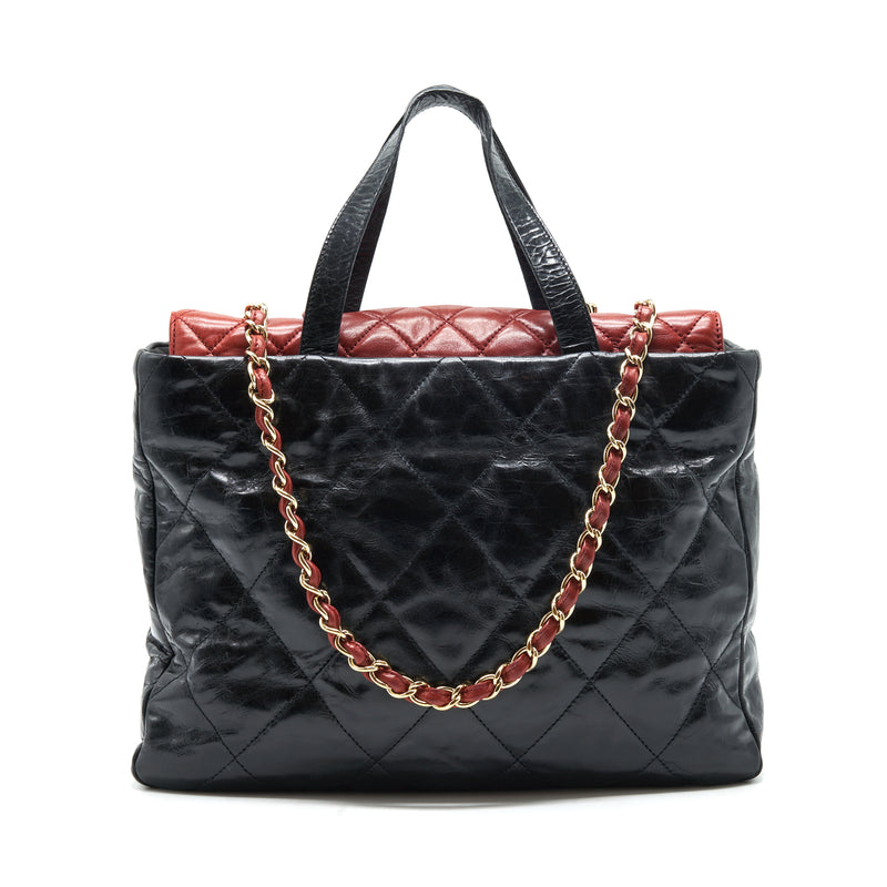 Chanel Calfskin Tote bag with Chain black and Red GHW