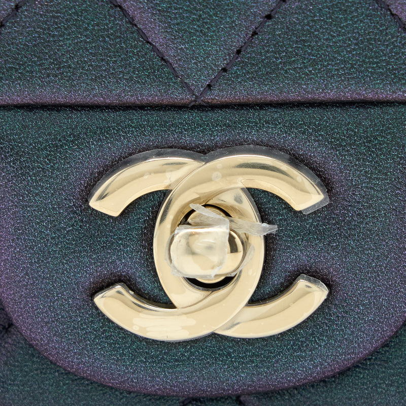 Chanel 22B Mini Square Pearly Lambskin Black LGHW (Microchip)