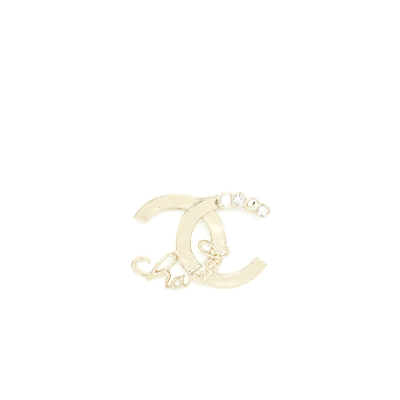 Chanel CC Letter And Coco Brooch Light Gold Tone