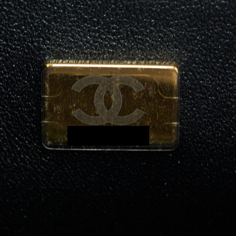 Chanel 22B Mini Square Pearly Lambskin Black LGHW (Microchip)