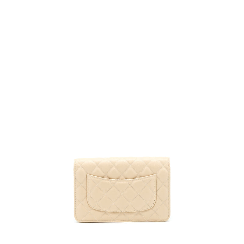 Chanel Wallet On Chain With Detailed Chain Caviar Beige LGHW (Microchip)