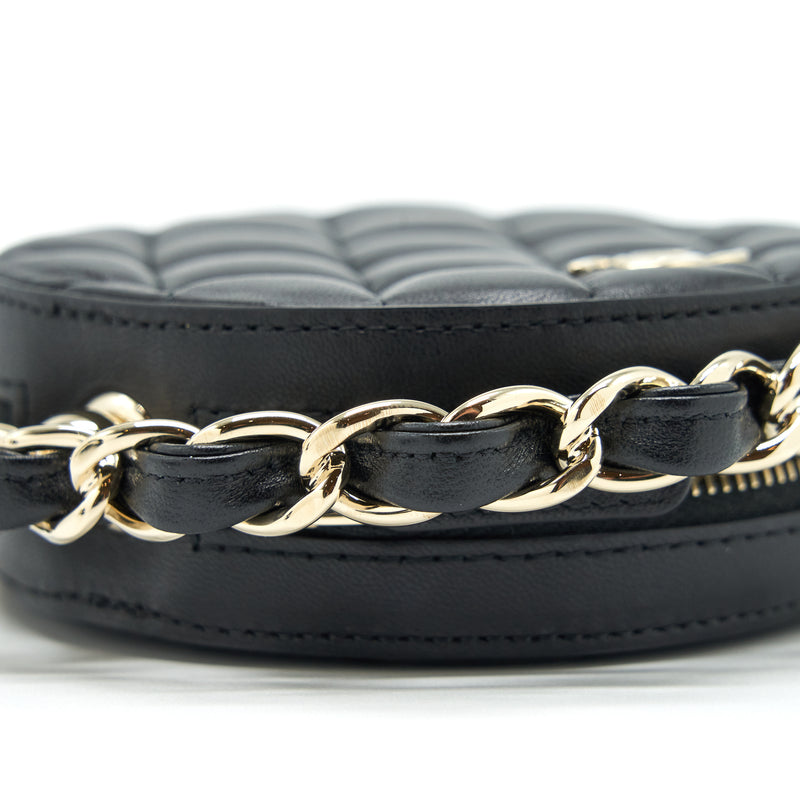 Chanel Round Clutch With Chain Lambskin Black LGHW