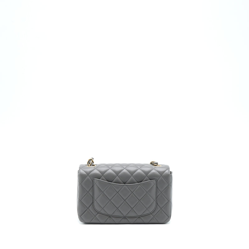 Chanel 22A Mini Rectangular Flap Bag Lambskin Grey LGHW (Microchip)