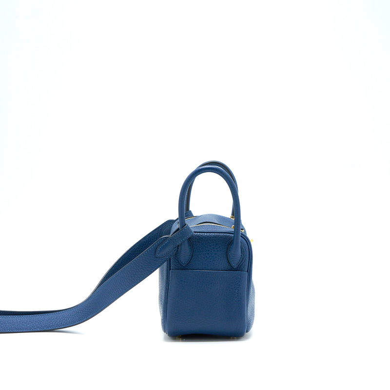 Hermes Mini Lindy Clemence Deep Blue GHW Stamp Y