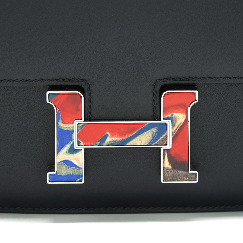 Hermes Mini Constance Black with Multicolor Buckle SHW Swift Leather stamp Z