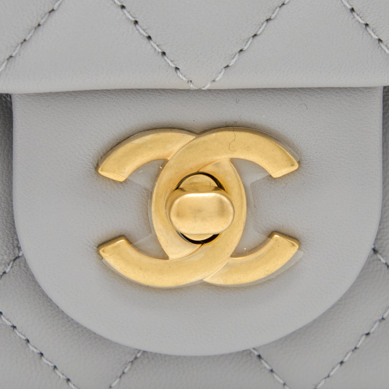 Chanel Pearl Crush Mini Rectangular Lambskin Grey Brushed GHW(Microchip)