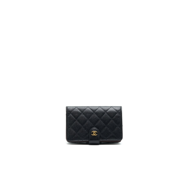 Chanel Quilted CC Bifold Caviar Wallet Black GHW