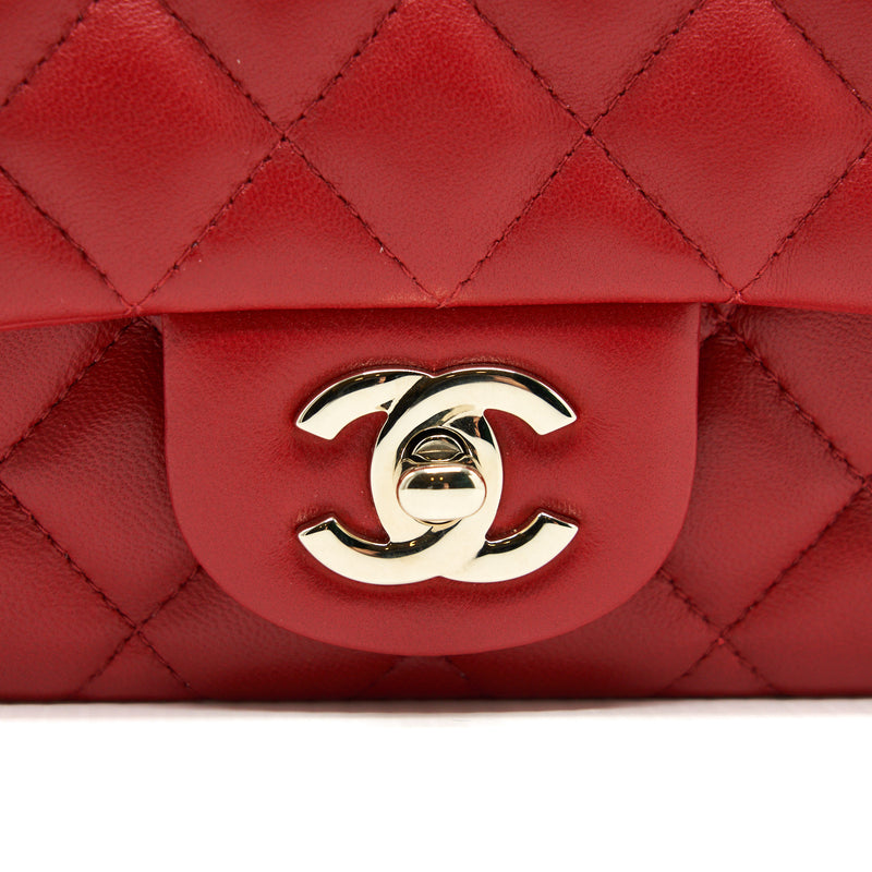 Chanel Mini Square Flap Bag Red LGHW