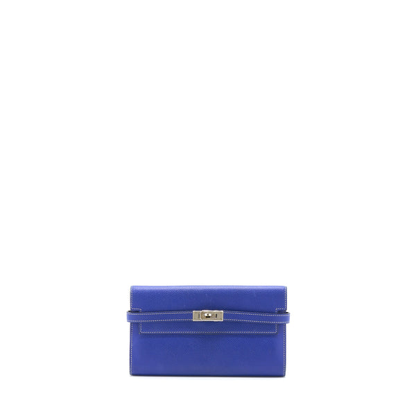 Hermes Kelly Long Wallet Epsom Blue SHW