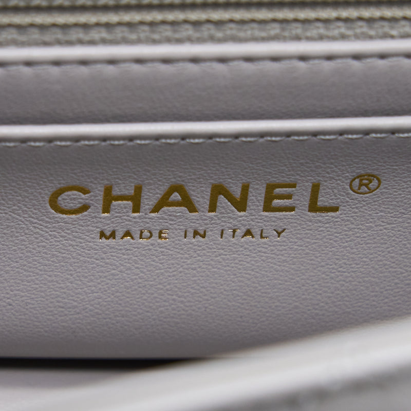 Chanel Pearl Crush Mini Rectangular Lambskin Grey Brushed GHW(Microchip)