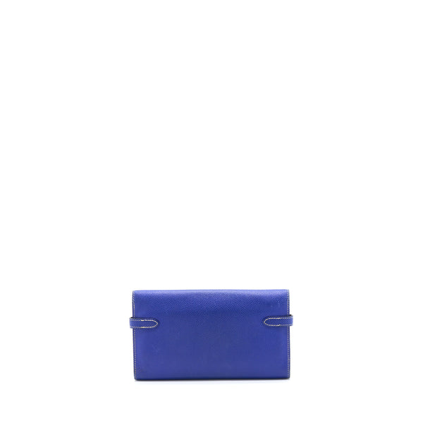 Hermes Kelly Long Wallet Epsom Blue SHW