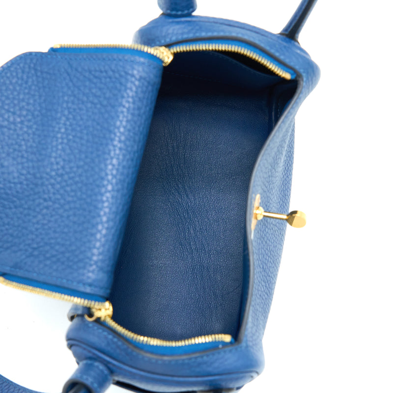 Hermes Mini Lindy Clemence Deep Blue GHW Stamp Y