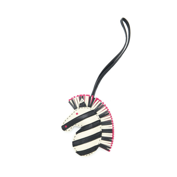 Hermes Geegee Savannah Bag Charm Black/ White/ Rose Mexico