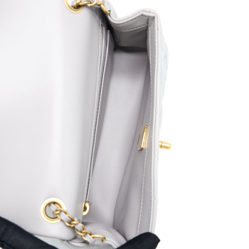 Chanel Pearl Crush Mini Rectangular Lambskin Grey Brushed GHW(Microchip)