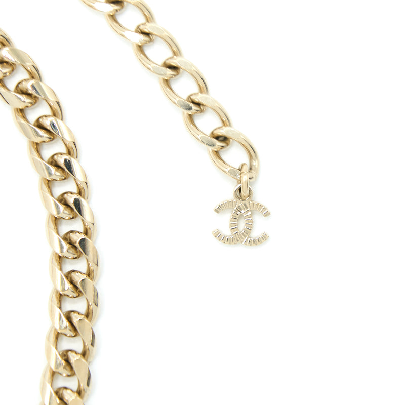 Chanel No.5 Perfume Bottle Chocker/ Necklace Crystal/Pearl Light Gold Tone