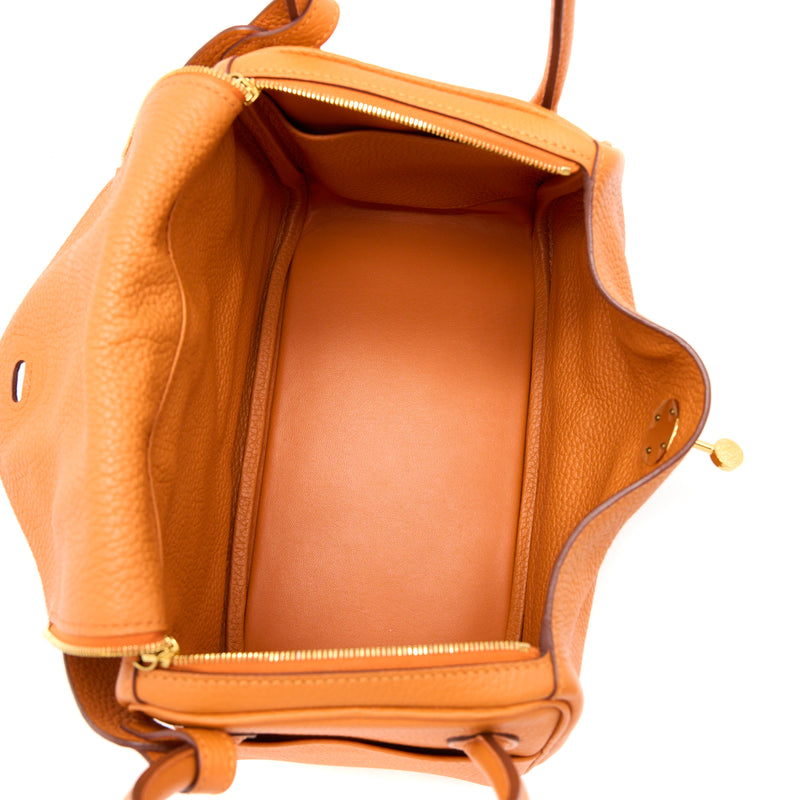 Hermes Lindy 26 Clemence Orange GHW Stamp T