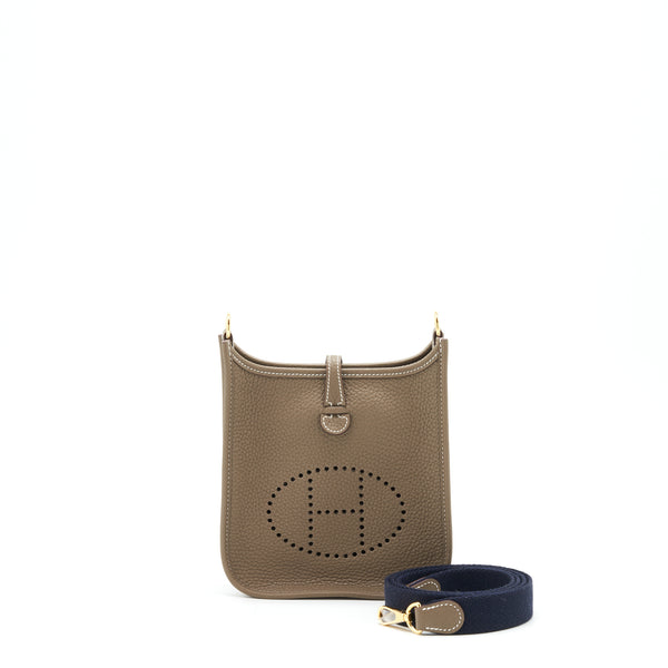 Hermes mini Evelyne Etoupe/ blue indigo GHW Stamp Z
