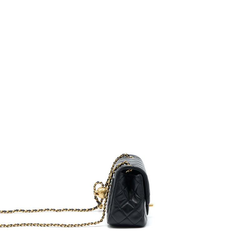 Chanel Pearl Crush Mini Square Lambskin Black Brushed GHW (Microchip)