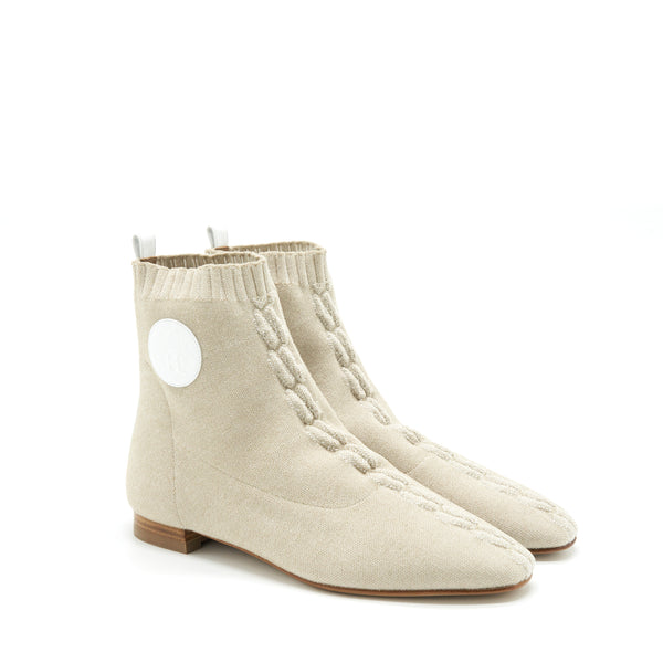 Hermes Size 38 Duo Ankle Boots Nocciola /Blanc