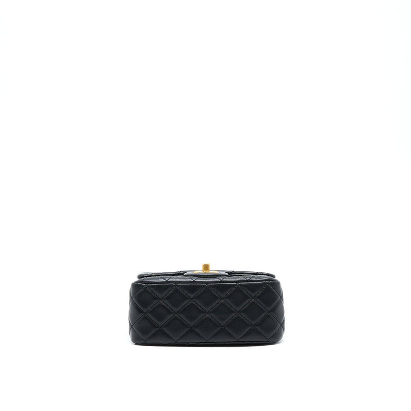 Chanel Pearl Crush Mini Square Lambskin Black Brushed GHW (Microchip)