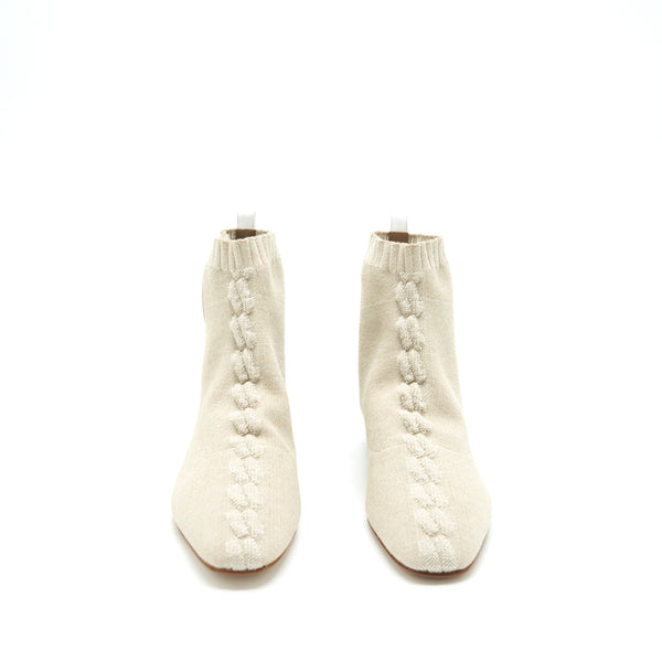 Hermes Size 38 Duo Ankle Boots Nocciola /Blanc