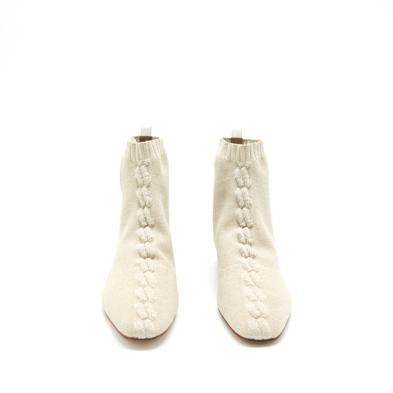 Hermes Size 38 Duo Ankle Boots Nocciola /Blanc