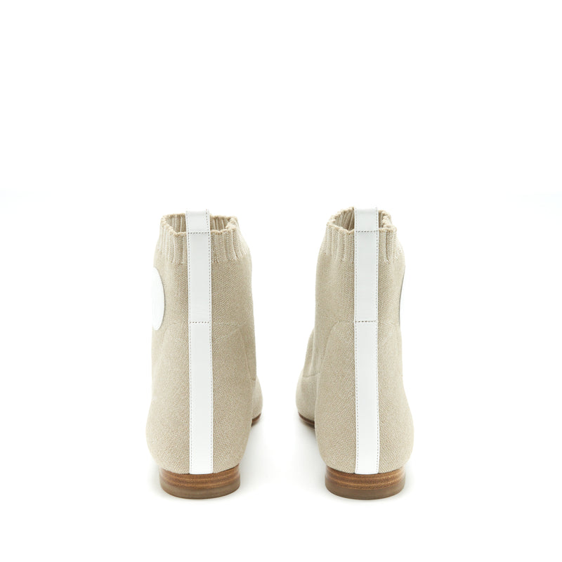 Hermes Size 38 Duo Ankle Boots Nocciola /Blanc