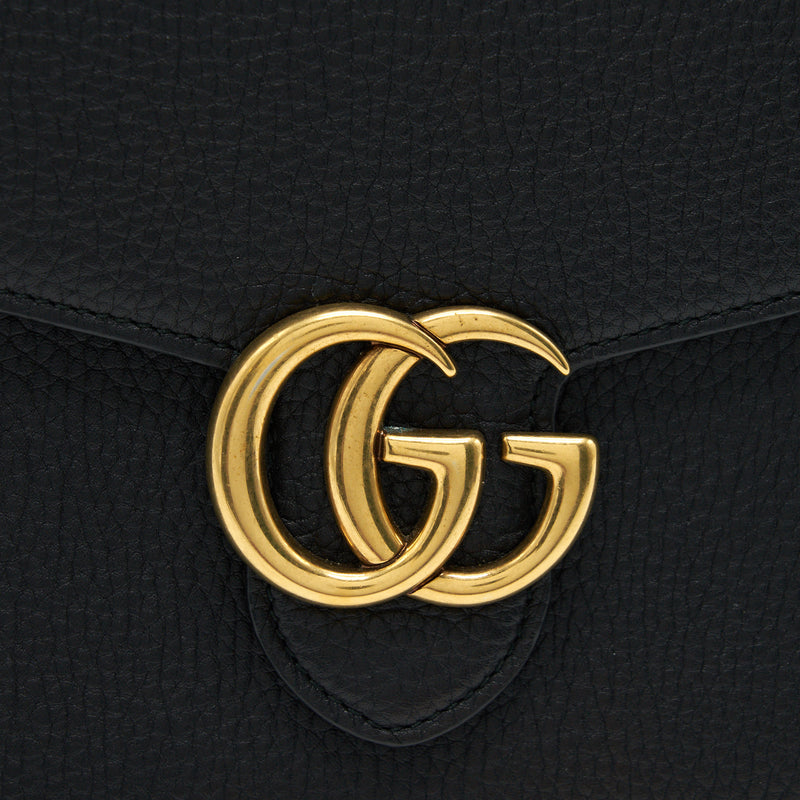 Gucci Grained Calfskin GG Logo Wallet on Chain with GHW