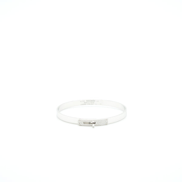 Hermes Size LG Kelly Bracelet, Small Model In White Gold With Diamonds
