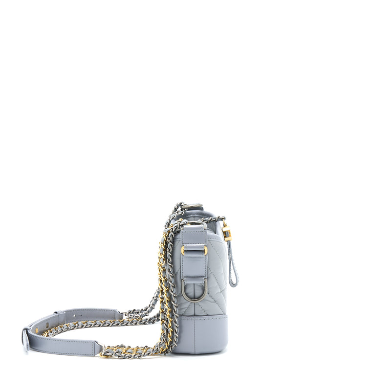 Chanel Chevron Small Gabrielle Hobo Bag Aged Calfskin Grey Multicolour Hardware