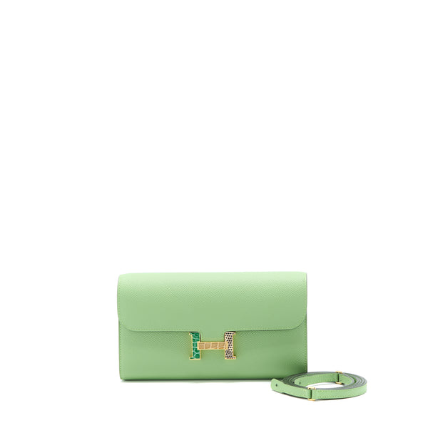 Hermes Constance To Go Epsom Vert Criquet With Alligator Multicolour Buckle GHW Stamp Z