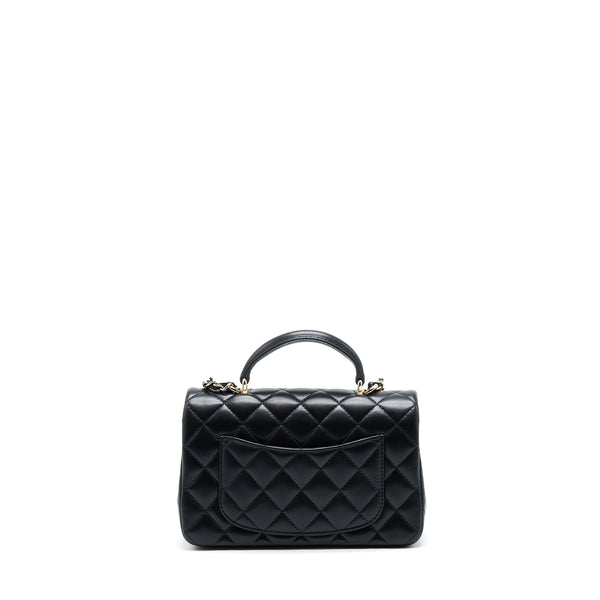 Chanel 22A Top Handle Mini Rectangular Flap Bag Lambskin Black GHW (Microchip)