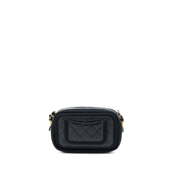 Chanel Camera Bag Leather/ Canvas Black GHW
