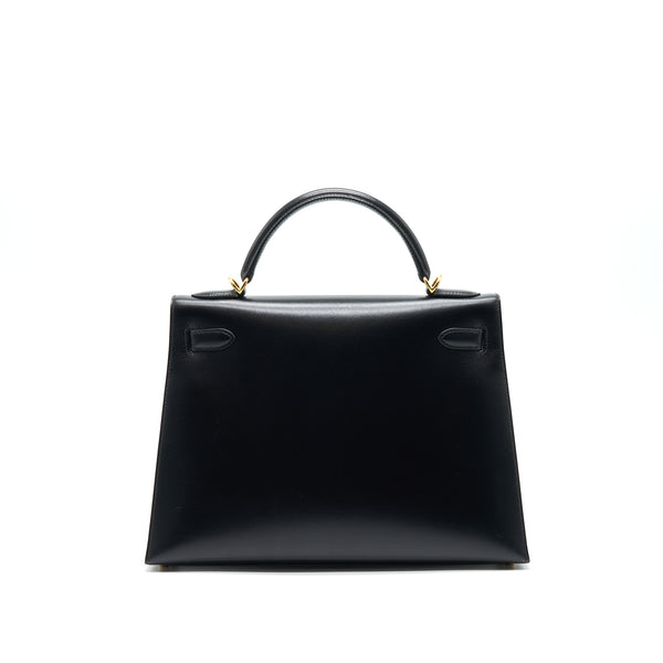 Hermes Kelly32 Box Leather Black GHW (shoulder stap missing)
