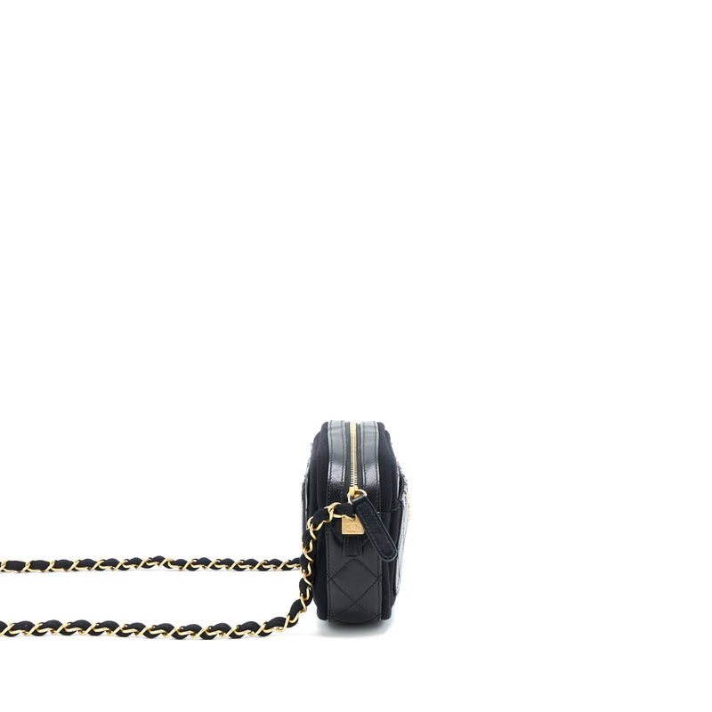 Chanel Camera Bag Leather/ Canvas Black GHW