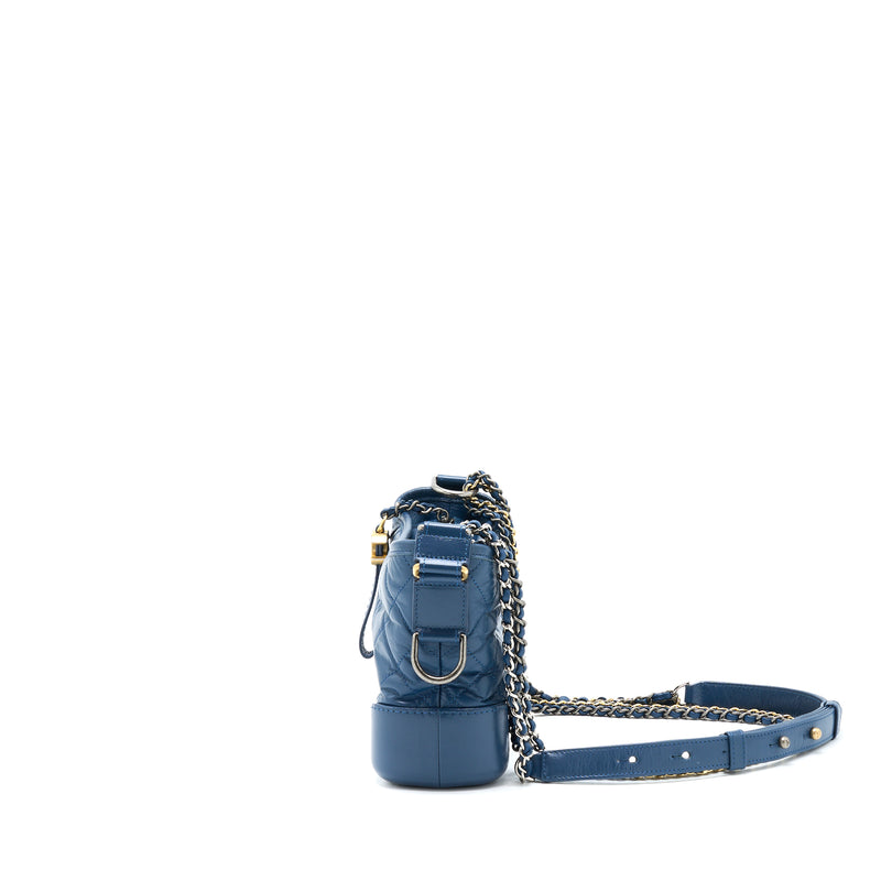 Chanel Small Gabrielle Hobo Bag Blue Multicolour Hardware