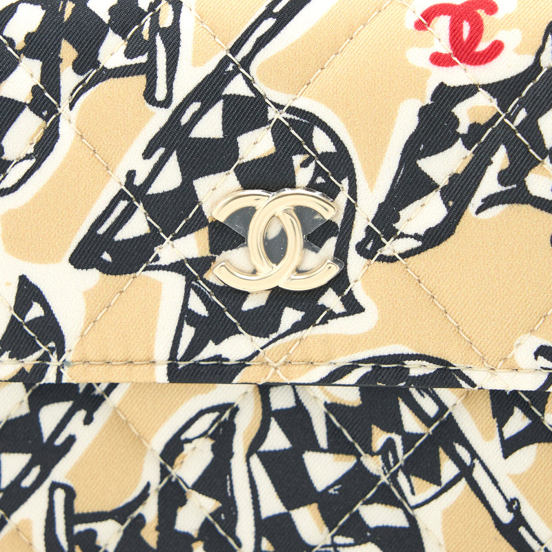 Chanel Mini Clutch With Chains Fabric Multicolour LGHW (Microchip)