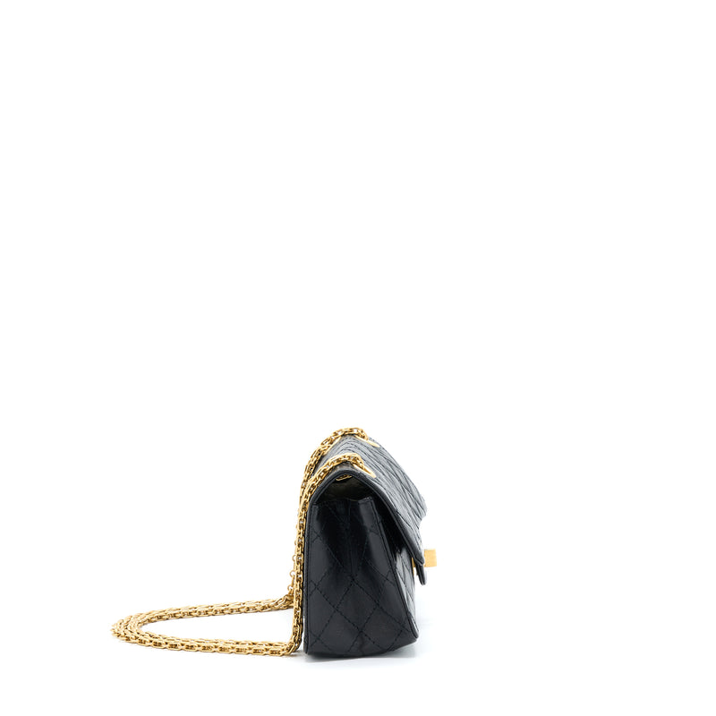 Chanel Mini 2.55 Reissue Flap Bag Aged Calfskin Black Brushed GHW (Microchip)