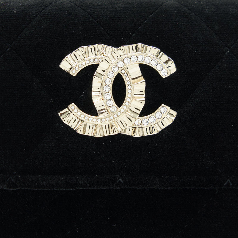 Chanel Velvet CC Crystal Logo Small Flap Wallet