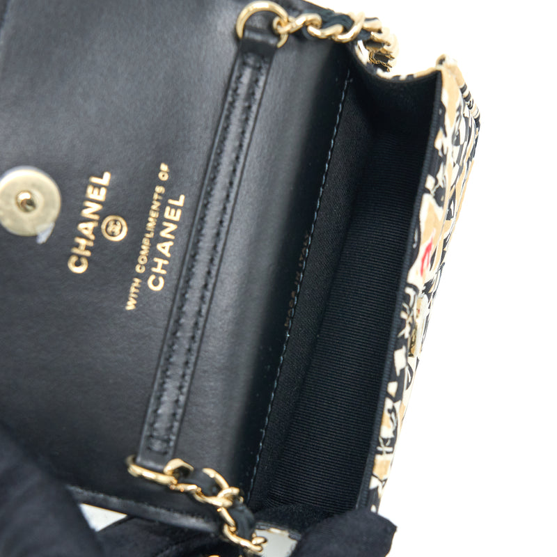 Chanel Mini Clutch With Chains Fabric Multicolour LGHW (Microchip)