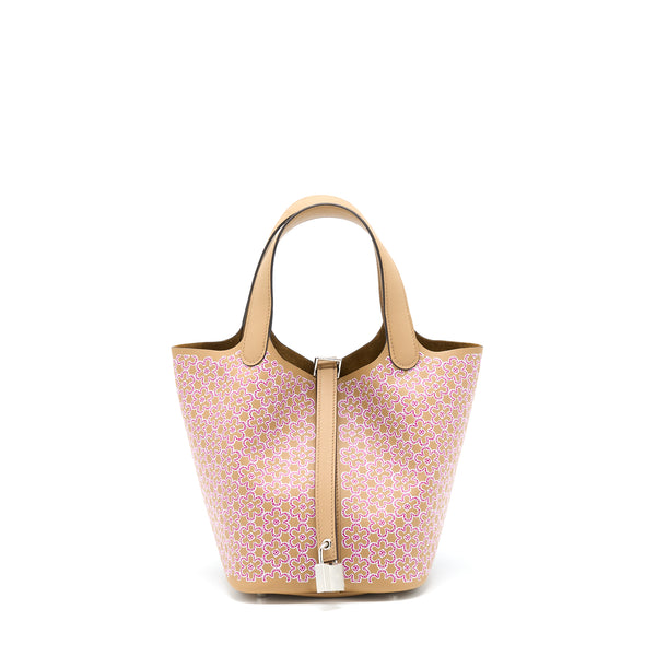 Hermes Picotin 18 Lucky Daisy Swift Chai/Rose/Blanc SHW Stamp U