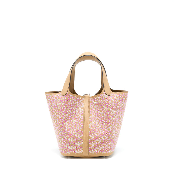 Hermes Picotin 18 Lucky Daisy Swift Chai/Rose/Blanc SHW Stamp U