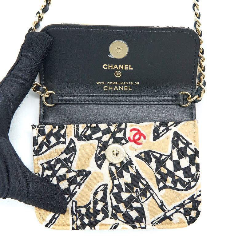 Chanel Mini Clutch With Chains Fabric Multicolour LGHW (Microchip)