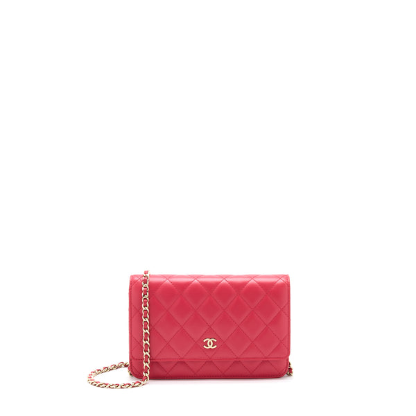 Chanel Classic Wallet On Chain Lambskin Red GHW