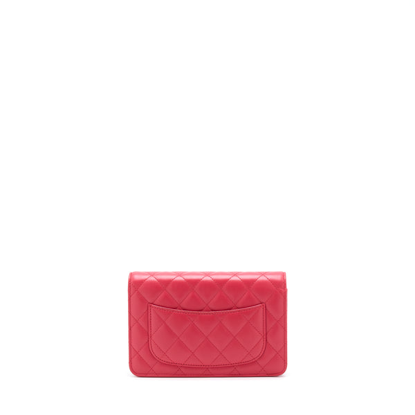 Chanel Classic Wallet On Chain Lambskin Red GHW
