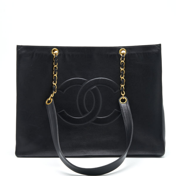 Chanel Vintage CC Timeless Shopping Tote Lambskin Black GHW