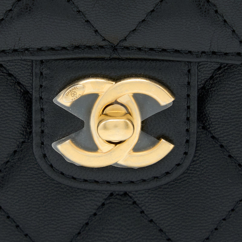 Chanel 22K Retro Classic New Square Mini Flap Bag Goatskin Black GHW (Microchip)