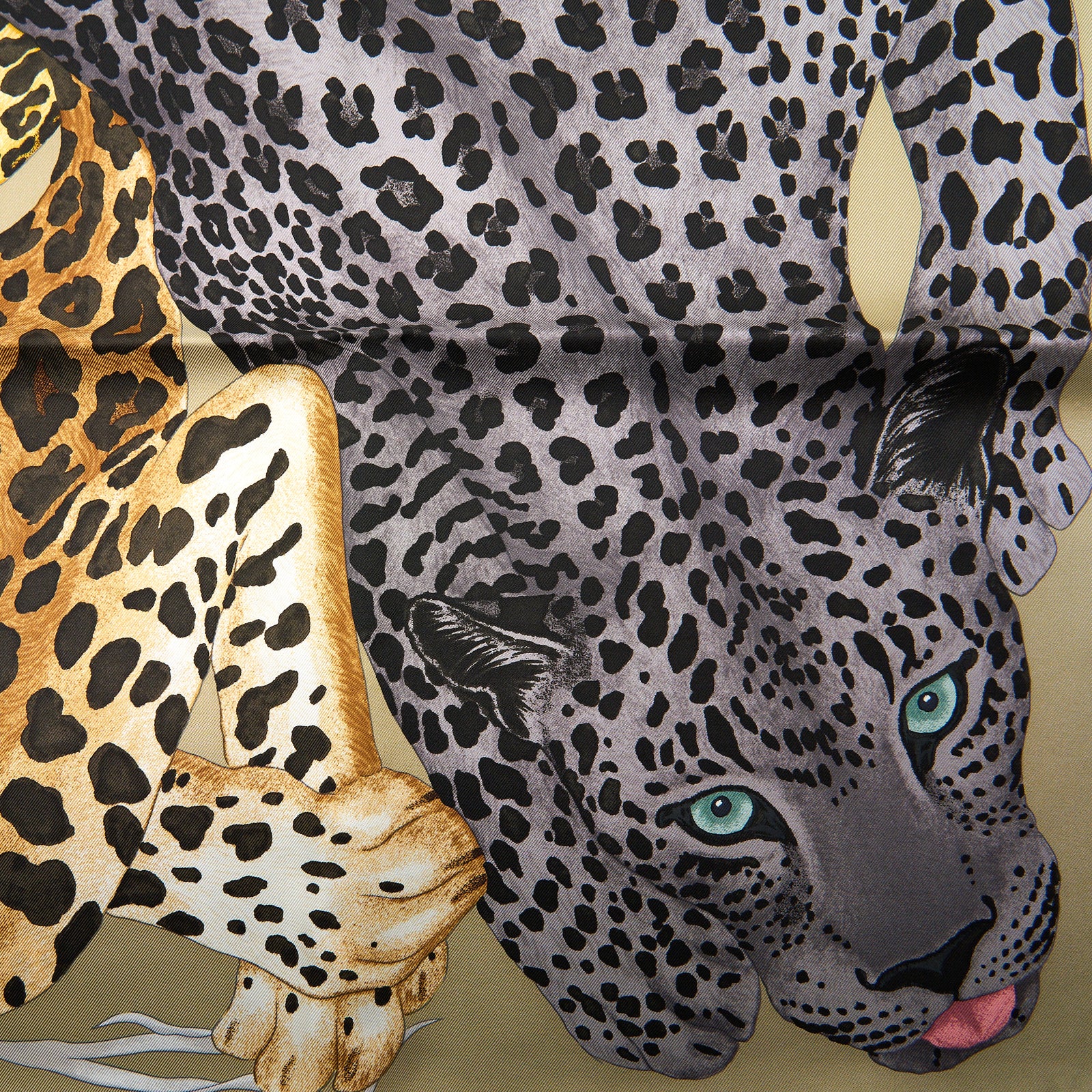 Hermes 90 x 90 Silk Scarf Lazy Leopardesses display picture 1