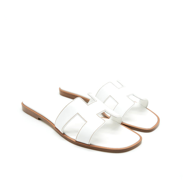 Hermes Size 38 Oran Sandal Box Blanc